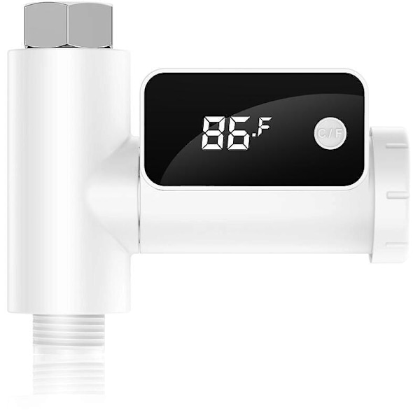 Digital Duschtermometer Intelligent Vattentemperaturmätare Vattenflödesdriven Termometer Roterande LED-Display Skärm Bad Vattentemperaturövervakare