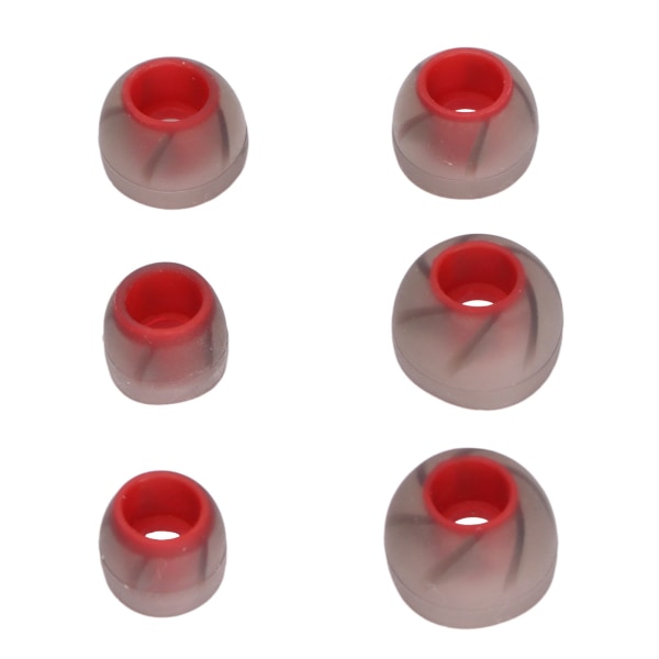 6 stk Øretelefoner Ørepropper Silikone Blød støjisolering 3 størrelser Erstatningsørepropper til 4,5-6,5 mm lydhul Grå rød