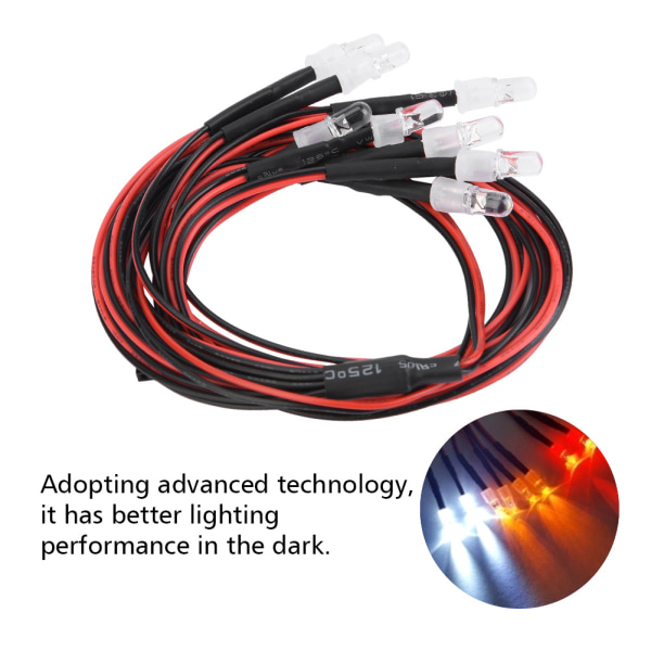 8PCS 5mm Strålkastare och baklyktor LED-ljus RC Modell Drift Biltillbehör