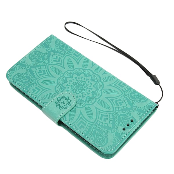 Case Blomprägling med kortplatser och fäste TPU PU Telefon Flip Cover för Iphone 14 MAX