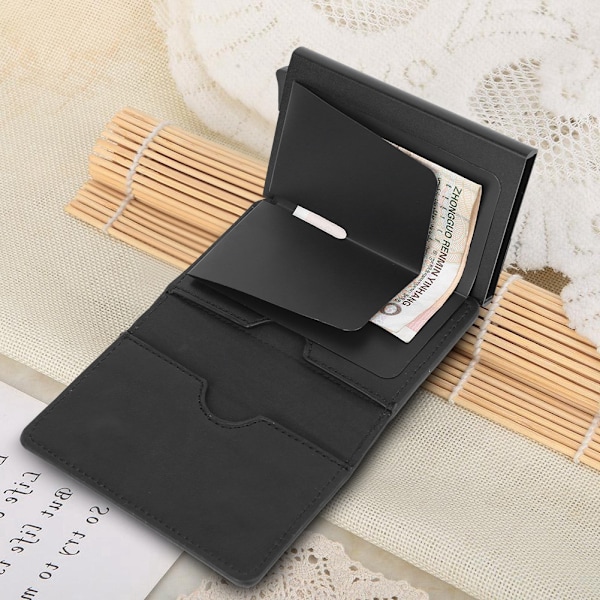 Fashion Bärbar Unisex PU Läder RFID Blockering Kortväska Hållare Anti-Stöld Växel Plånbok Svart