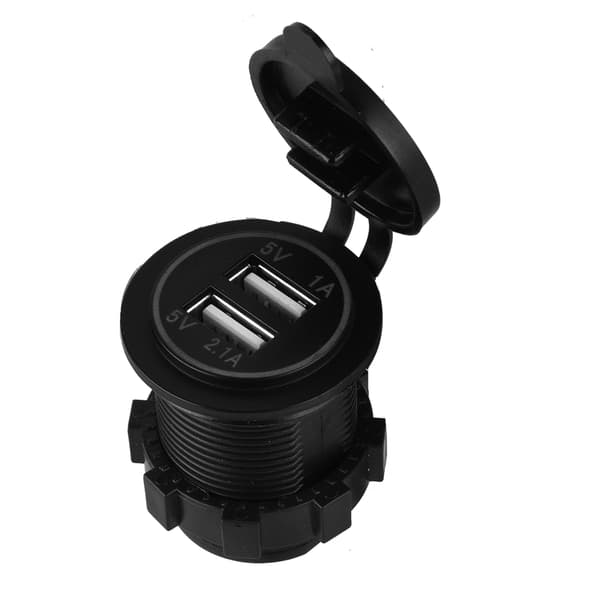 Vanntett dobbel USB-laderuttak 3.1A med LED-indikator for bil, båt, mobil