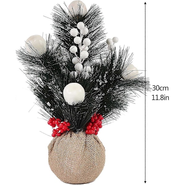 Mini Kunstigt Juletræ 30 cm Imitation Bord Fyrrenåle Med Hvidt Bærbærstofpose