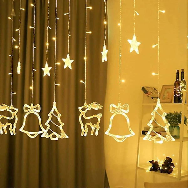 Julelys Garland, Lysgardin, LED Lysgardin, Juledekorasjon, Stjernelys, 4M 8 Lysmoduser
