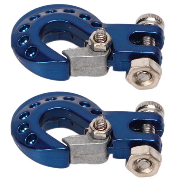 2 stk RC tilhengerkrok aluminiumslegering solid RC klatrebilkrok for 1/10 fjernstyrte biler blå