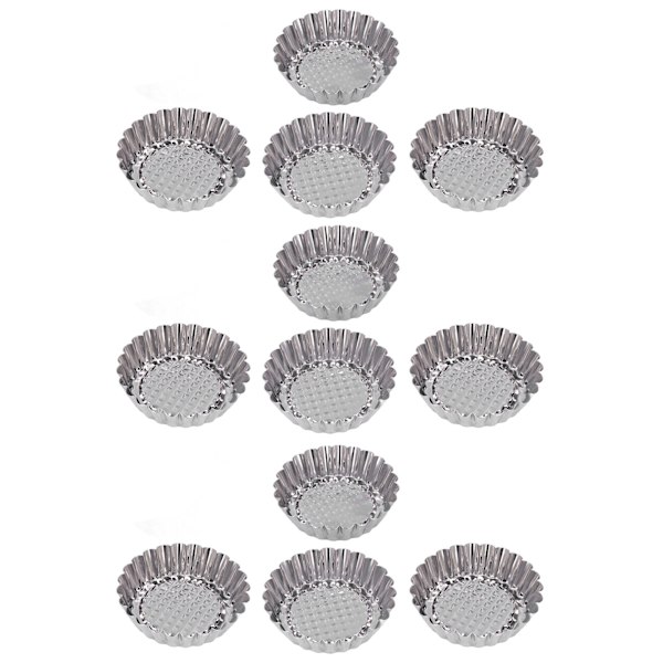 12 STK eggterteform rund kakeform i rustfritt stål cupcakeform bakeverktøy for kjøkkendessertbutikk