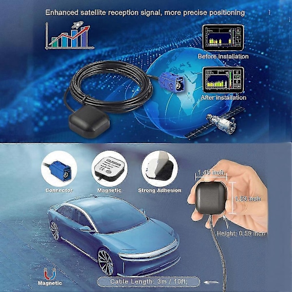 Aktiv GPS-navigationsantenn för fordon Fakra C Blå Bilantenn kompatibel med RAM - --B15