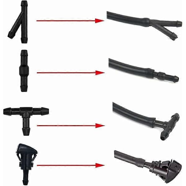 Windshield Washer Hose, Windshield Wiper Hose Kit, 5M Windshield Washer Fluid Hose, with 15 Hose Connectors + 2 Nozzles