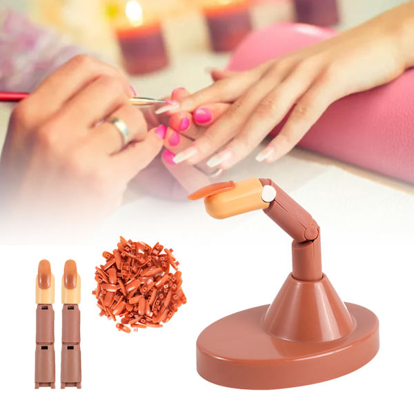 Nail art Fingerböjbara leder Falska nageltips Träningsfingerdocka med brun bas