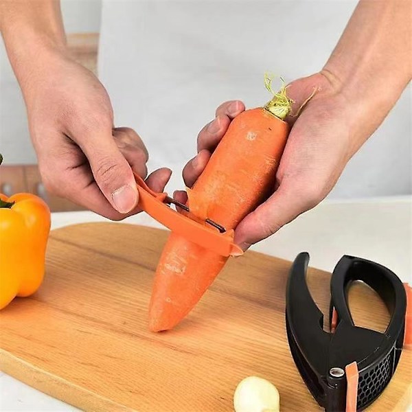 Kotikeittiön 3-in-1 valkosipulipuristin ruostumattomasta teräksestä, manuaalinen puristin