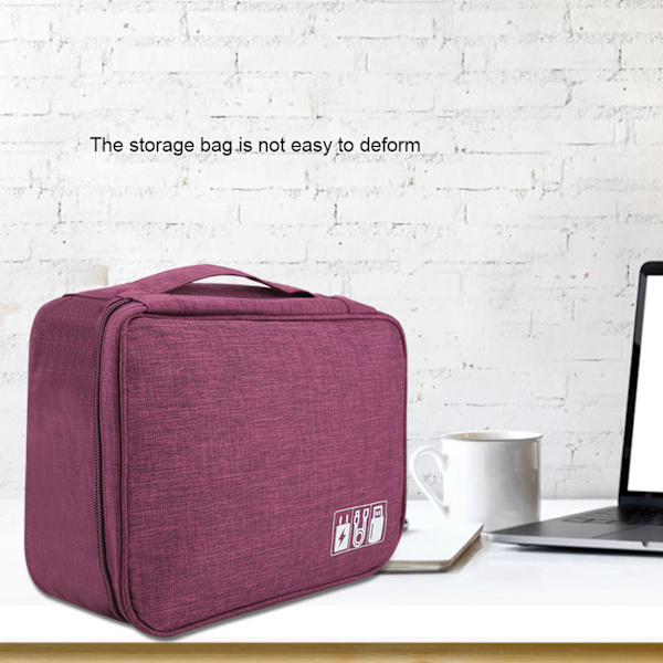 Bærbar oppbevaringspose for USB-kabel Power Bank Hodetelefon Digital Garget Organizer (lilla)