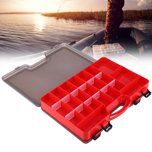 Flue Lure Box Fiskegrej Opbevaringsboks Ske Krog Agn Tackle Case med Håndtag Rød