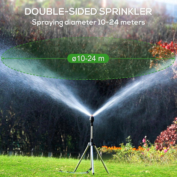 Roterande Stativsprinkler, Sprinkler för Gräsmatta Trädgård Gård, 360 Graders Stor Yta Automatisk Dubbelsidig Täckning ff i ZD
