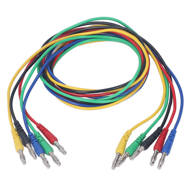 Magnetisk testledningsett - Mykt og fleksibelt - 5 farger - 4 mm bananplugg - Testledningsett med magnetisk kontakt