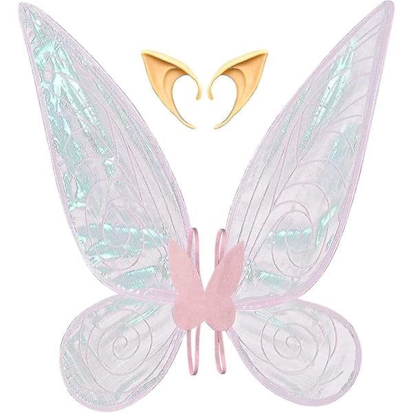 Fe-vinger for voksne og jenter - Store rosa sommerfuglvinger - Halloween-kostyme og festgave
