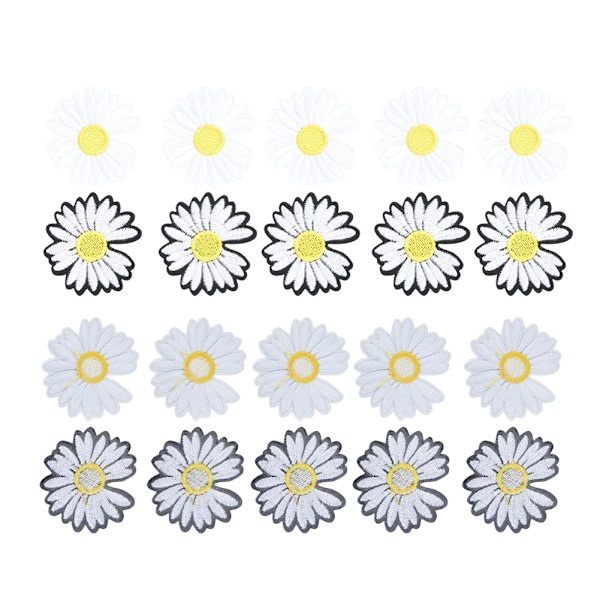 Daisy Flower Kläder Patchar Plaggsömnad Broderade Dekaler Kläder DekorationSvart och vitt blandat