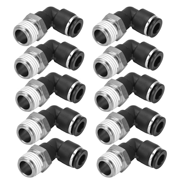 10 stk pneumatiske konnektorer L form retvinklet udvendigt gevind Hurtig rørfittings Luftkompressor tilbehør6 02