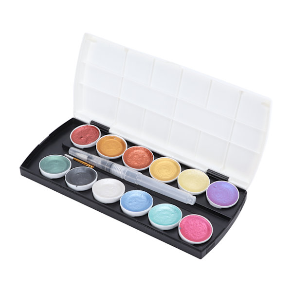 Akvarelmaling Solid 12 Farver Bærbar Pigment Kunst Sæt til Maleri Graffit Design