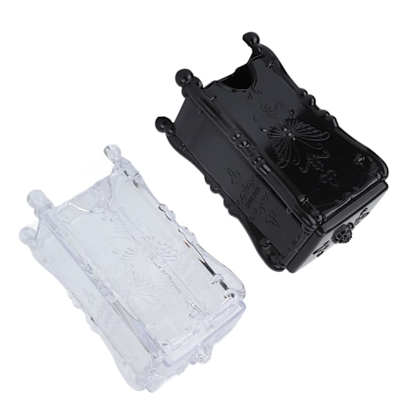 2 STK Bomuldspude Opbevaringsboks 3D Butterfly Rose Mønster ABS Transparent Sort Make Up Pad Holder med låg