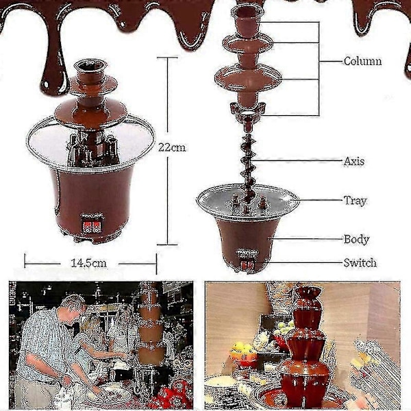 Mini Chokladfontän / 3-vånings Kakor Choklad Dispenser Maskin För Födelsedagsfest, Bröllop, Grillfest -GDZD