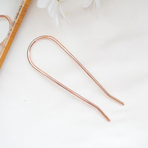 Guldpläterade Metallhårgafflar 11cm U-formade Hårstickor 2-tandade Bunhårnålar Klämmor för Tjockt Hår Stylingtillbehör Set om 3