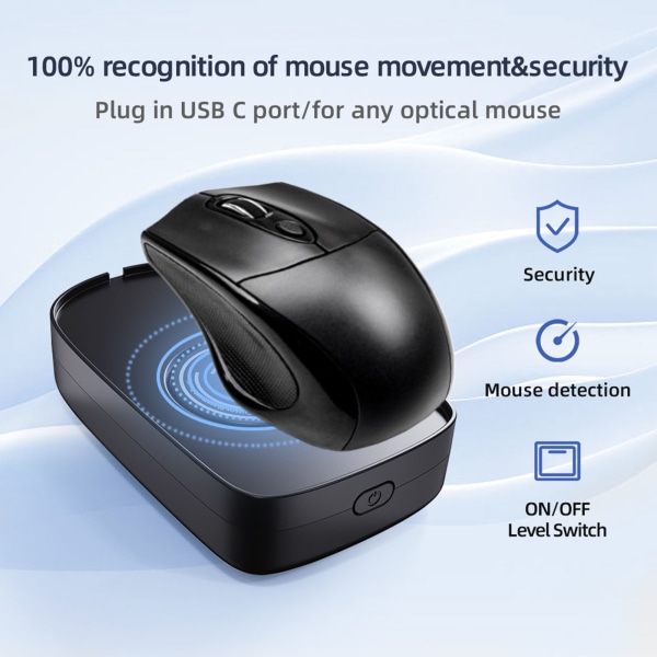 Mouse Jiggler 2 DPI Level Automatisk Ultra Quiet Large Disc Plug and Play Mouse Mover til gaming mødepræsentation