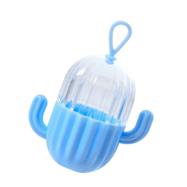 Meikkisieni Säilytyslaatikko Beauty Cactus Shape Blender Teline Kannettava Puuteri Puff Case Travel Blue