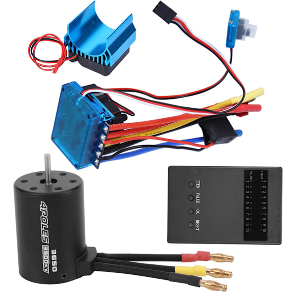 3650 Motor 3900Kv Børsteløs ESC Varmeavleder Programmeringskort Sett RC Bil Tilbehør (45A)