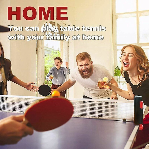 Uttrekkbart ping pong-nett med stativ, perfekt for ping pong-bord, skrivebord, kjøkken- eller spisebord