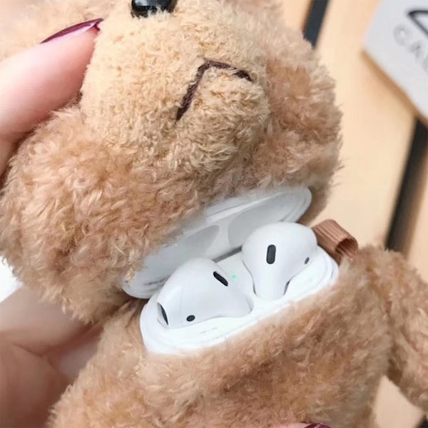 Gosig 3D brun björn fodralöverdrag Söt vintertecknad fodralöverdrag för Air Pods hörlurstillbehör