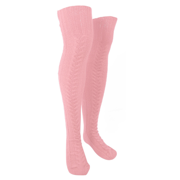 Kabelstrik Varm Ben Tube Warmers Strømper Vinter Ben Tube Lår Høj Støvle Sockspink