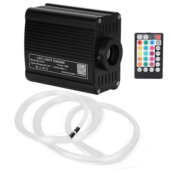 16W fiberoptisk ljus RGBW LED-takljussats APP-kontroll med 2m fiberoptisk kabel