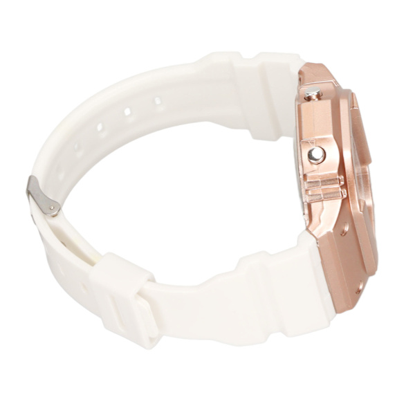 Elektronisk watch Vattentät Casual Snygg digital watch med ljus för män Kvinnor Studenter Vit roséguld