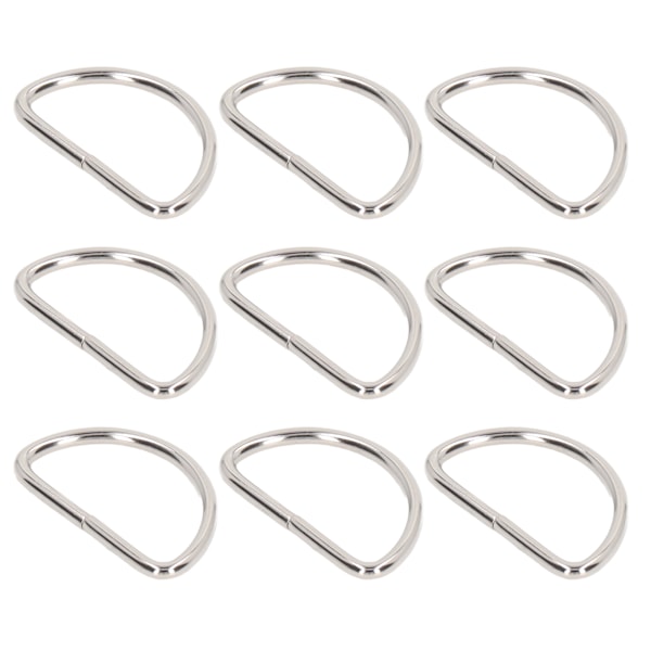 100 st Metall D-ringar Släta Ytor Klassisk Look Metallringar Spänne för DIY Bälten Resväskor Handväskor Ryggsäckar Silver