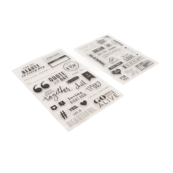 Gjennomsiktige frimerker holdbare fasjonable transparente forseglingsfrimerker med engelske ordfrasemønster for scrapbooking DIY-håndverk