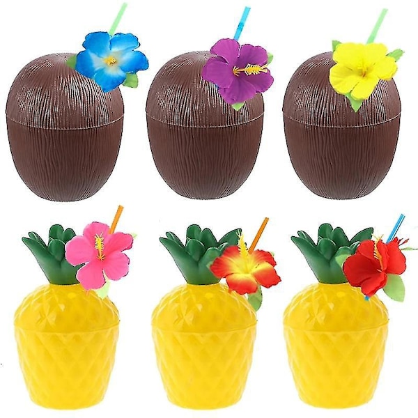 12 kpl Havaiji-juhlat Kookos Ananas Kupit Luau Juhlat Kesä Ranta Juhlat Syntymäpäivä Havaiji-juhlat T-B10