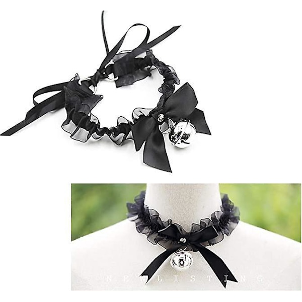 Svart Läder Choker Set för Män Kvinnor och Flickor
