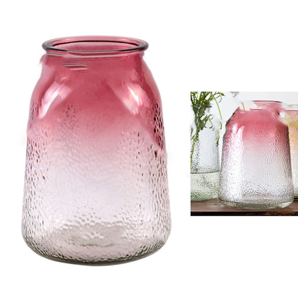 Vas Attraktiv Dekorativ Glasmaterial Stabil Bas 9,5x9x18cm Minimalistisk Stil Vas Prydnad för Hem Röd