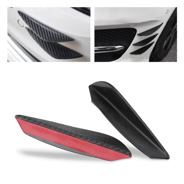 4 stk universelle ABS karbonfiber bil frontfanger finner leppe spoiler canards trimsett