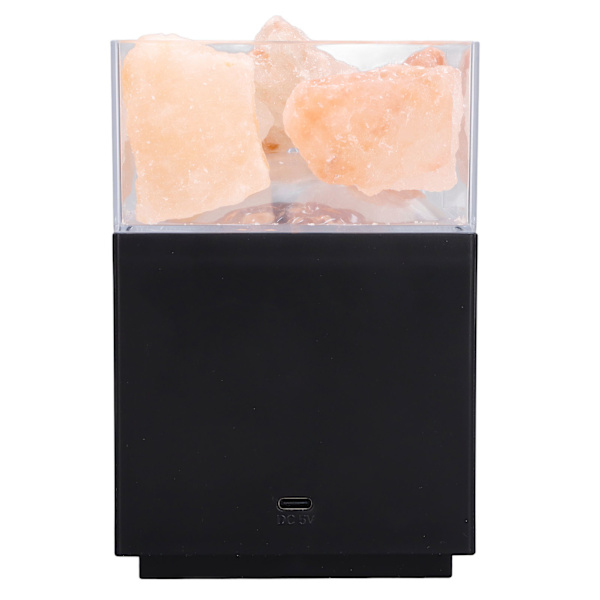 LED Farverig Himalaya Salt Lampe Fjernbetjening Firkant Salt Blok Lampe Negativ Ion Luftrensning LampeSort