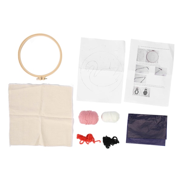1 set korsstygnskit DIY Pink Swan Halvfinished Punch Needle Brodery Kits för nybörjare Barn Vuxna
