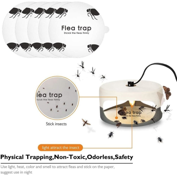 5 stk Loppefældeklistermærker Runde klæbrige fluefælder Kuppel-loppefælderefill til husdyr i hjemmet i soveværelset