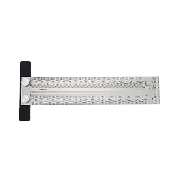 Precisionsmarkerings T-linjal, T-vinkel Woodpecker Tools 20 cm, Rostfritt stål Typ Hålmall Ritsmått