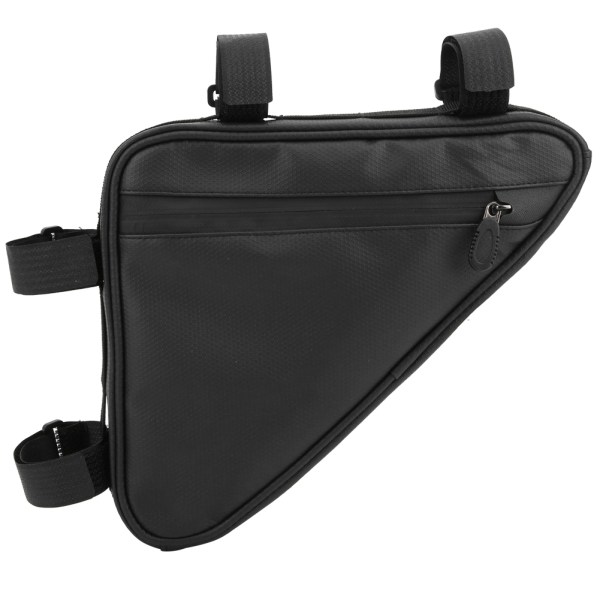 Sort rivefast nylon trekantet cykelkedel Front Beam Taske Cykelstel Cykling Mobiltelefontaske Sort