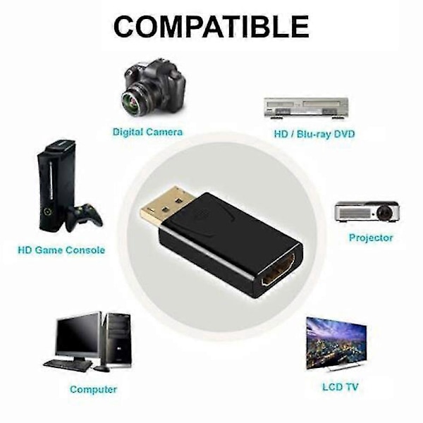 DisplayPort - HDMI -sovitin Displayport Dp Hdmi -kaapeli Videojohto Hdtv Pc 4k Hfmqv