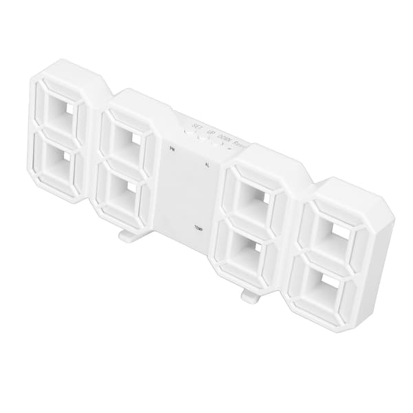 3D LED digital väckarklocka ABS nattlampa temperatur skrivbordsväggklocka för heminredning sovrum vit