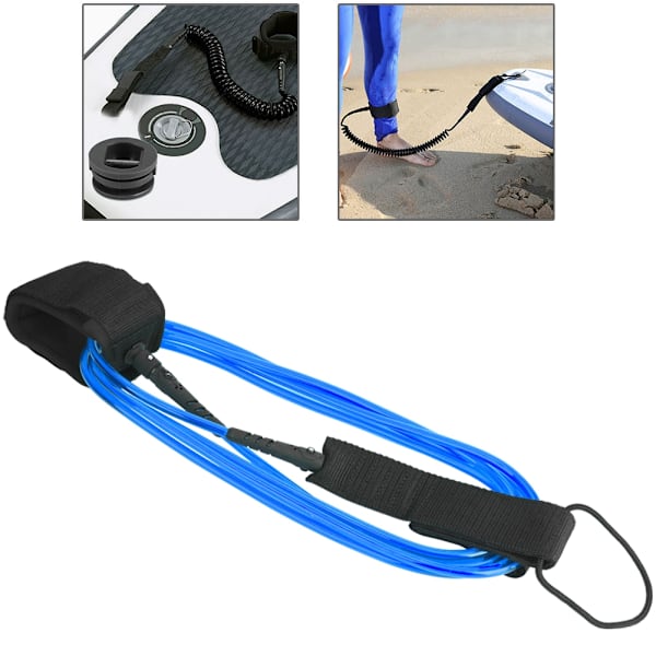 TPU Justerbar Vandsport Fod Rope Surfing Paddle Board Ankelfjeder Traction Strap (hvid og blå)