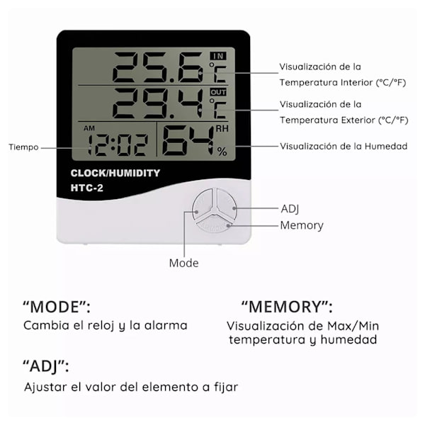 Temperatur Fuktighetsmonitor 4 Vindu Display Høydefinisjon Sensitive Digital Termometer Hygrometer