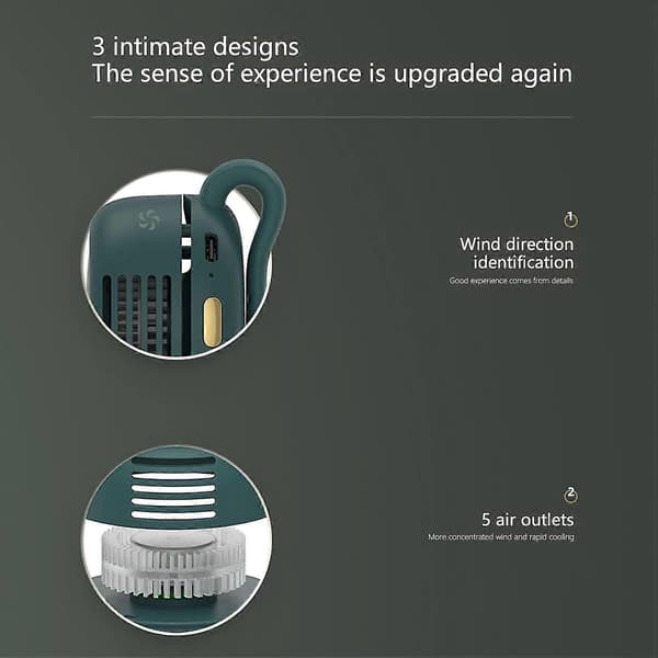 Bærbar Ventilator Mini Taljeventilator Med Klips 3 Hastigheder Kropsventilator USB Genopladelig Til Udendørs Arbejde Camping (FMY) Green