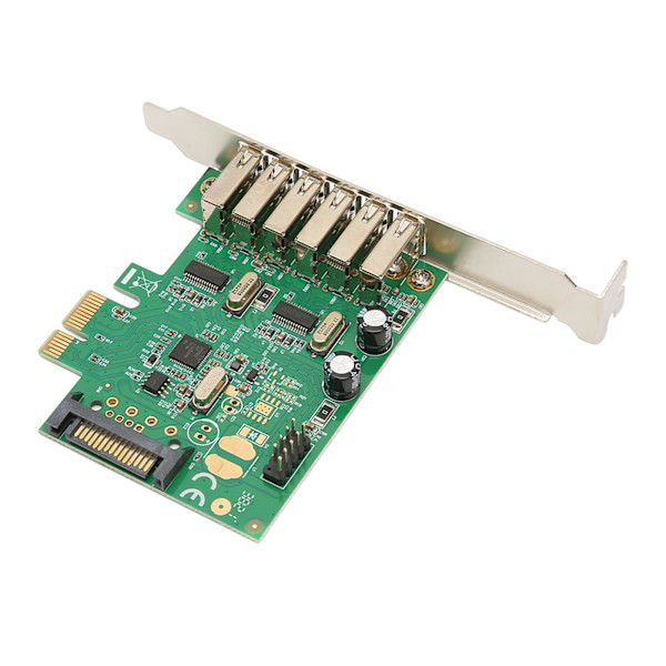 PCIE til USB udvidelseskort 6 USB2.0 Interface 15PIN SATA 480Mbps 12Mbps 1,5Mbps Desktop Computer Intern Hub til Win